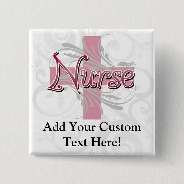 Pink Cross/Swirl Nurse Button (Front)