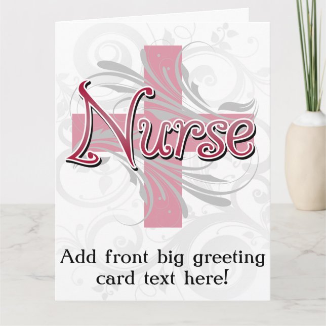 Pink Cross/Swirl Nurse Card (Front)