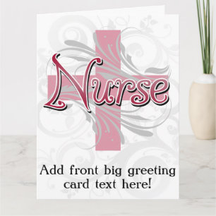 Pink Cross/Swirl Nurse Card