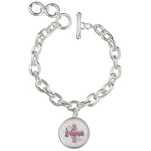 Pink CrossSwirl Nurse Charm Bracelet