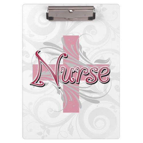 Pink CrossSwirl Nurse Clipboard