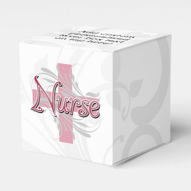 Pink Cross/Swirl Nurse Favor Boxes (Front Side)