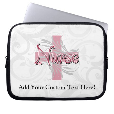 Pink Cross/swirl Nurse Laptop Sleeve
