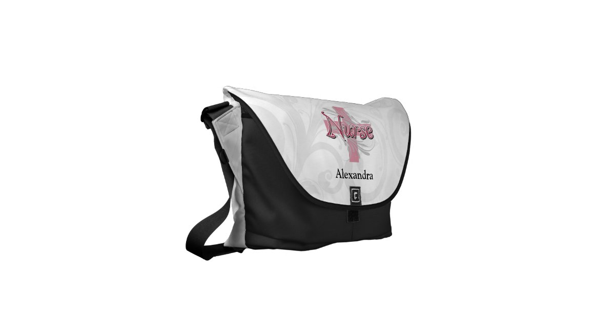 Pink Cross/Swirl Nurse Messenger Bag Zazzle
