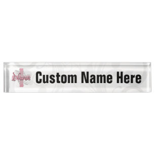Pink Cross/Swirl Nurse Name Plate