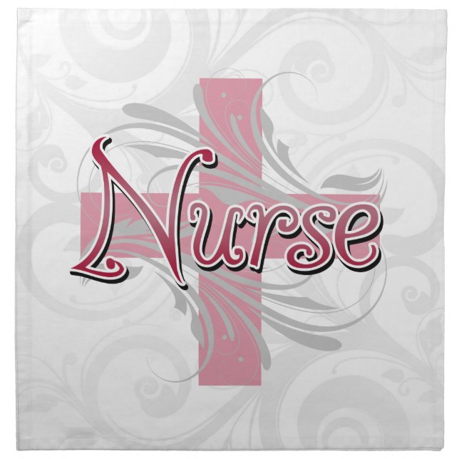 Pink Cross/Swirl Nurse Napkin (Front)