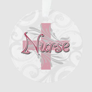 Pink Cross/Swirl Nurse Ornament
