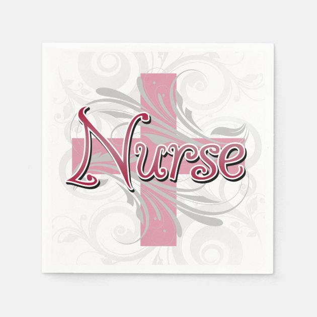 Pink Cross/Swirl Nurse Paper Napkin