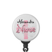 Pink Cross/Swirl Nurse Personalized Name Badge Holder (Clip Front)