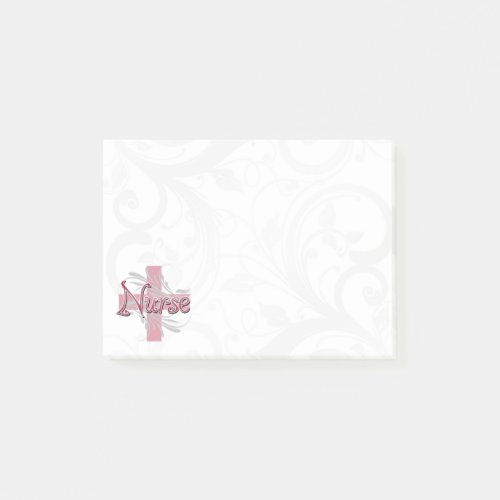 Pink CrossSwirl Nurse Post_it Notes