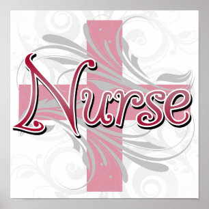 Pink Cross/Swirl Nurse Poster