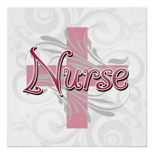 Pink CrossSwirl Nurse Poster