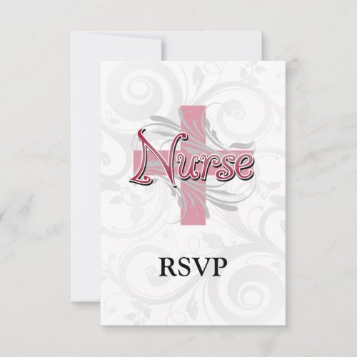Pink CrossSwirl Nurse RSVP Card