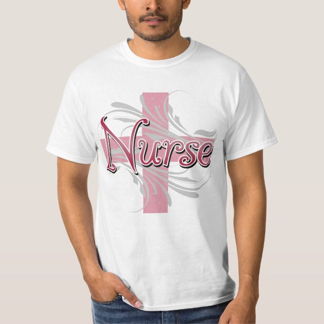 Pink Cross/Swirl Nurse T-Shirt (Front)