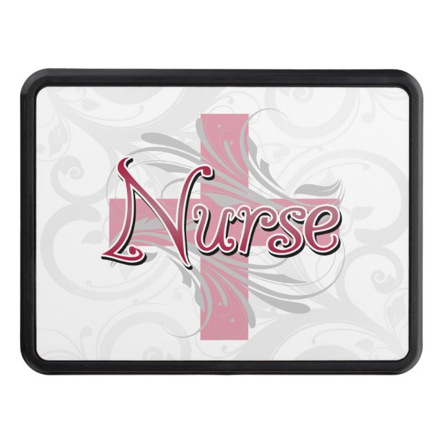 Pink Cross/Swirl Nurse Trailer Hitch Cover (Front)