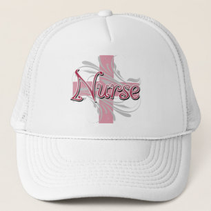 Pink Cross/Swirl Nurse Trucker Hat