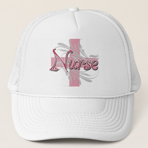 Pink CrossSwirl Nurse Trucker Hat