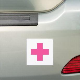 Pink cross symbol icon custom sign car magnet