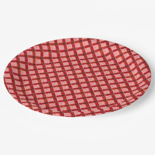 Pink cross tartan plaid with light rough relief th paper plates