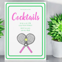 Pink Crossed Tennis Racquets Cocktail Party Balls