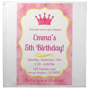 Pink Crown Birthday Invite zazzlemade Magic Cloth Napkin