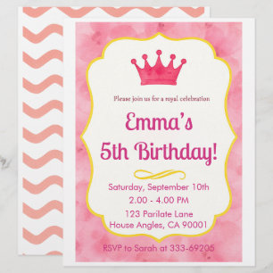 Pink Crown Birthday Invite zazzlemade Magic Letterhead