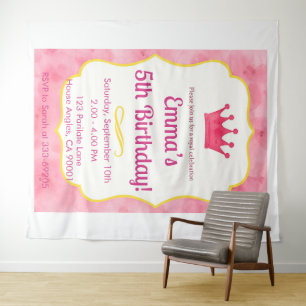 Pink Crown Birthday Invite zazzlemade Magic Tapestry