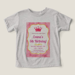 Pink Crown Birthday Invite   zazzlemade Magic Toddler T-shirt