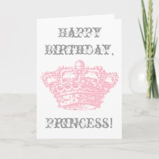 Pink Crown Birthday - Personalize It Card
