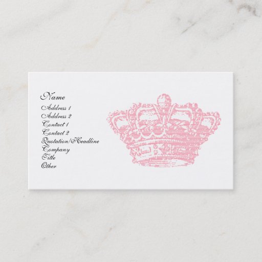 Customizable Pink Crown Business Card