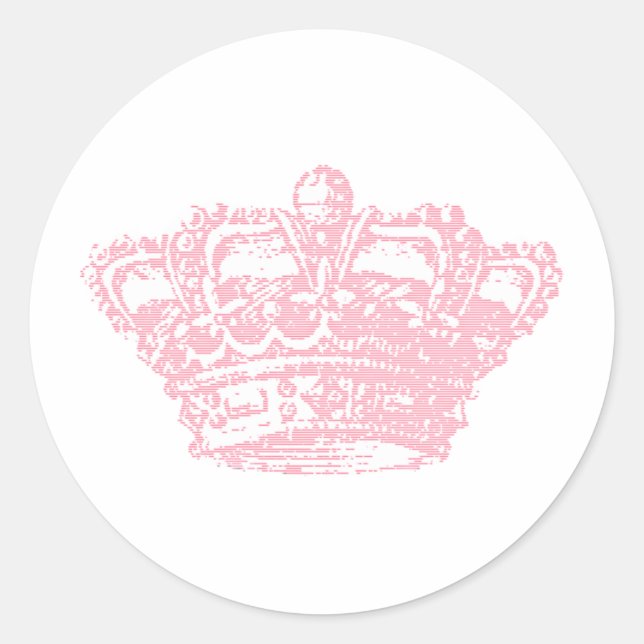 Pink Crown Classic Round Sticker (Front)