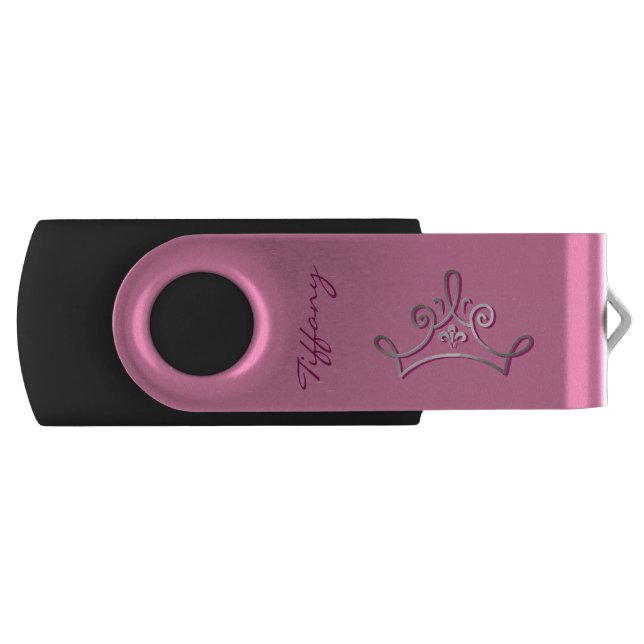 Pink Crown Custom Swivel USB Drive (Front)