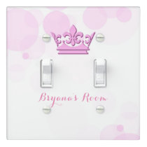 Pink Crown & Dots Royal Princess Personalized Light Switch Cover