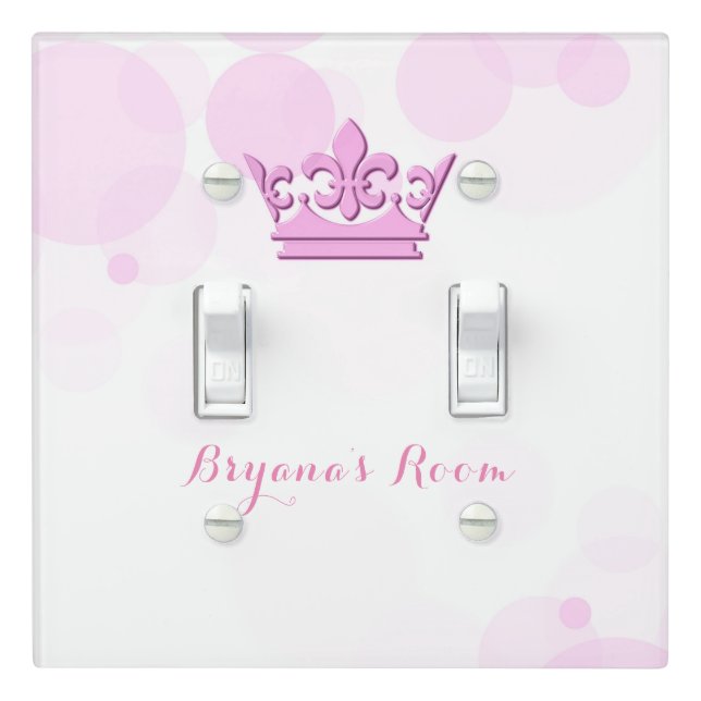 Pink Crown & Dots Royal Princess Personalized Light Switch Cover (In Situ)