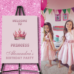 Pink Crown Fairytale Princess Birthday Welcome Foam Board