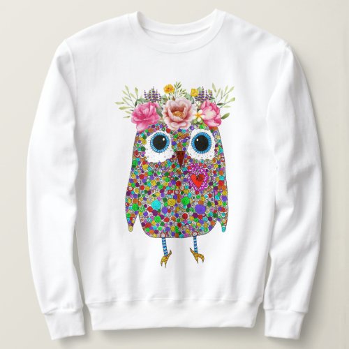 Pink Crown Floral Owl Sweatshirt