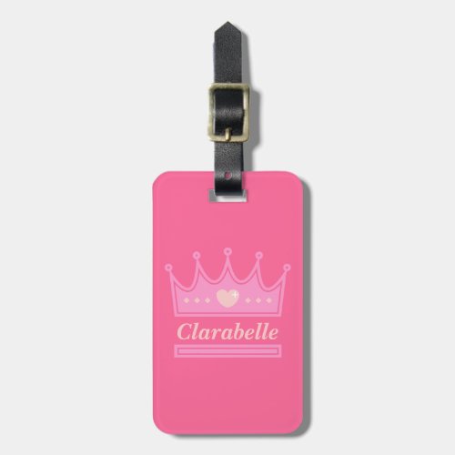 Pink Crown for the Royal Princess Luggage Tag