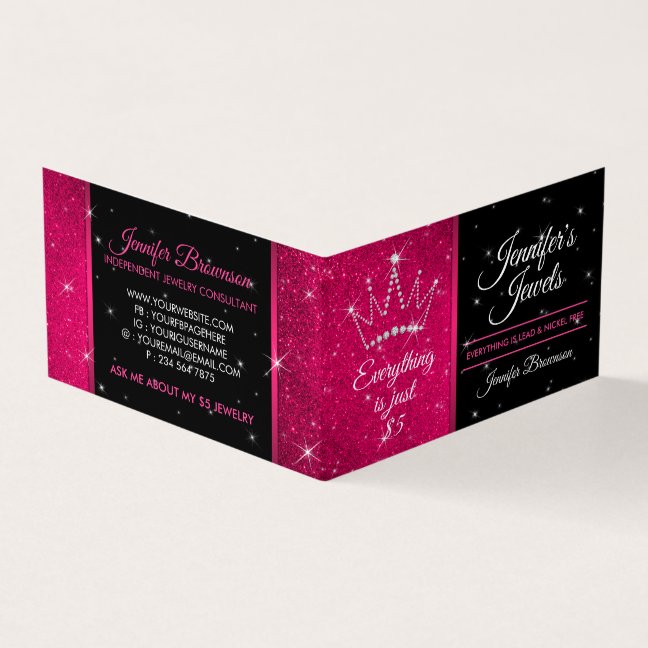 Pink Crown Jewelry Reseller Consultant Star Business Card