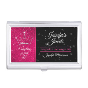 Pink Crown Jewelry Star Business Card Case