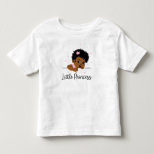 Pink Crown Little Princess Black Baby Girl Toddler T-shirt