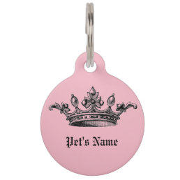 Pink Crown Pet Name ID Tag