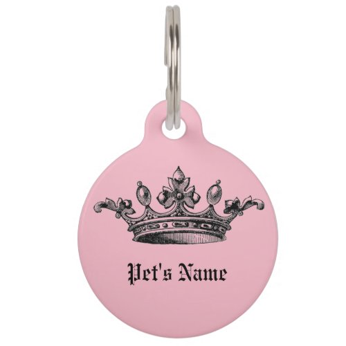 Pink Crown Pet Name ID Tag