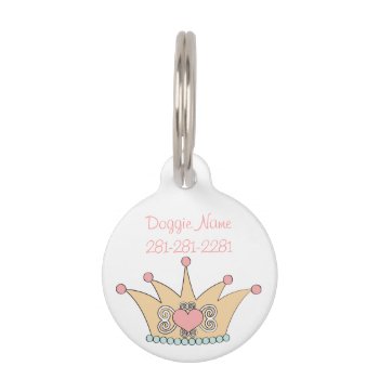 Pink Crown Pet Name Tag by Lilleaf at Zazzle