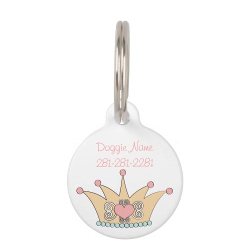 Pink Crown Pet Name Tag