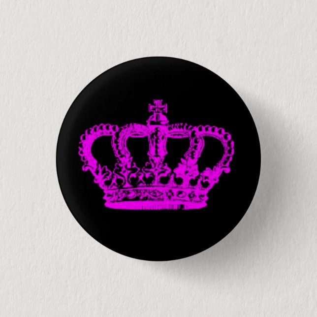 Pink crown pinback button (Front)