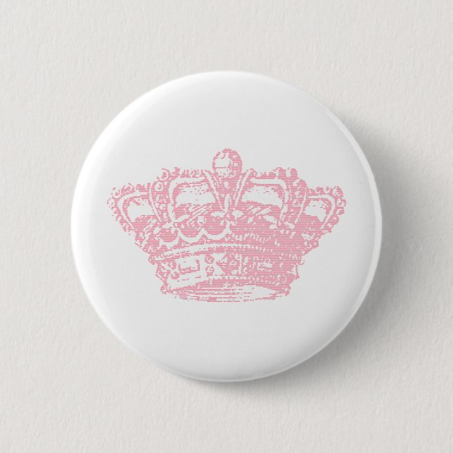 Pink Crown Pinback Button (Front)