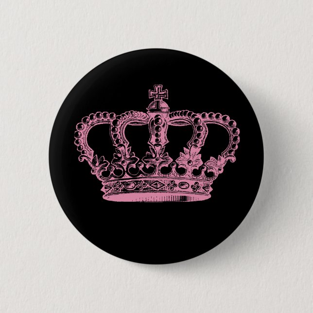 Pink Crown Pinback Button (Front)