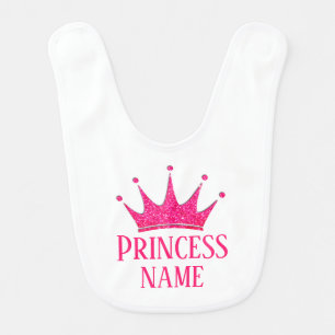 Pink Crown Princess ... Add name to Baby Bib