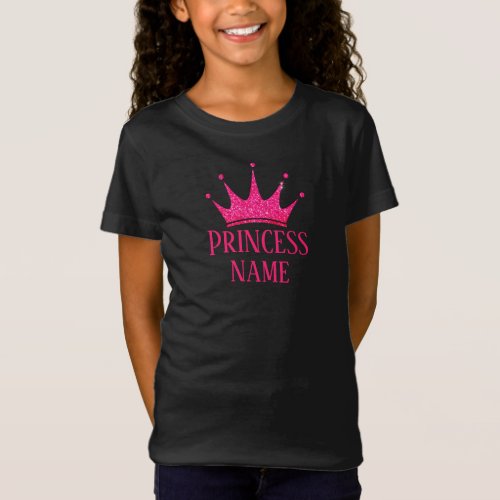 Pink Crown Princess  Add name to T_Shirt