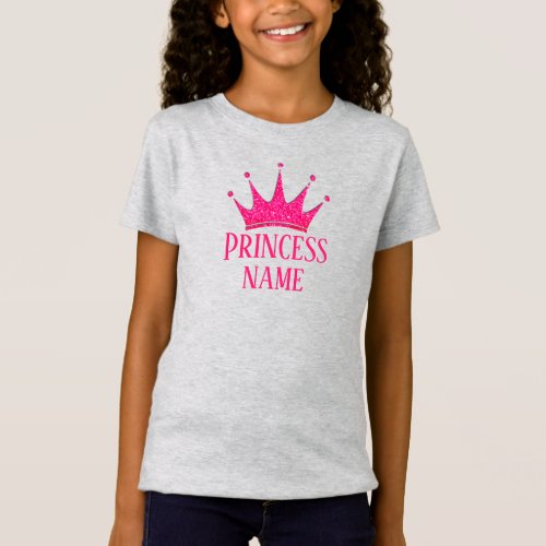 Pink Crown Princess  Add name to T_Shirt